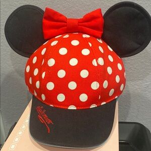 Used Disney Red Polka Dot Mouse Ears Cap